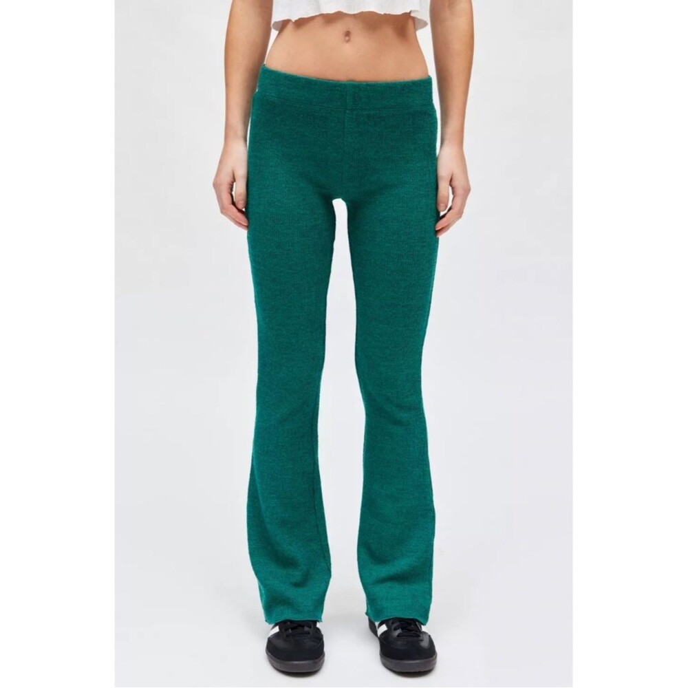Urban Outfitters Farrah Knit Kick Flare Pant Size Small Green Bootcut Pull On
